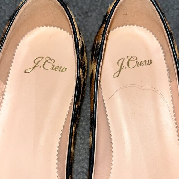 J. CREW MARINA LEOPARD PRINT REAL CALF HAIR POINTY-TOE BALLET FLATS NWT - 7.5 - Picture 9 of 10